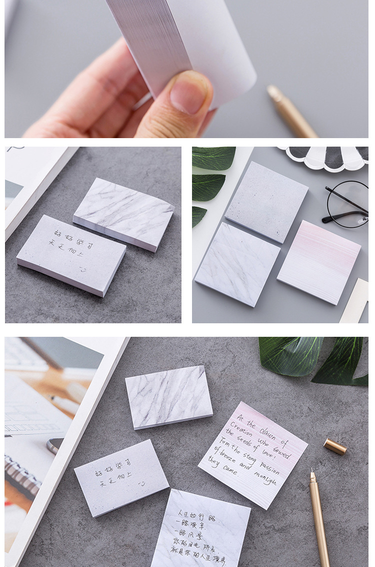 Korean Stationery Personalized Creative Marble Texture Sticky Notes Tearable Small Notepaper Notebook Message Memo Note Sticker