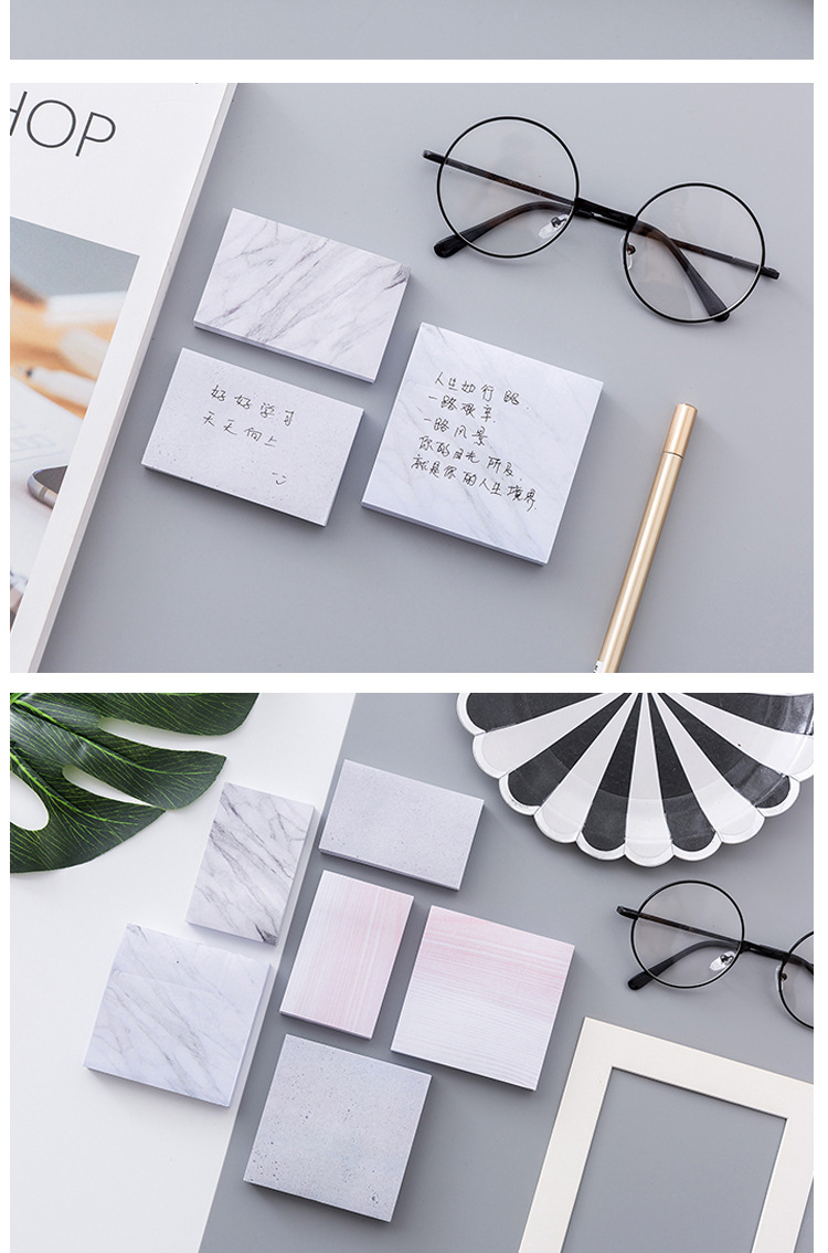Korean Stationery Personalized Creative Marble Texture Sticky Notes Tearable Small Notepaper Notebook Message Memo Note Sticker