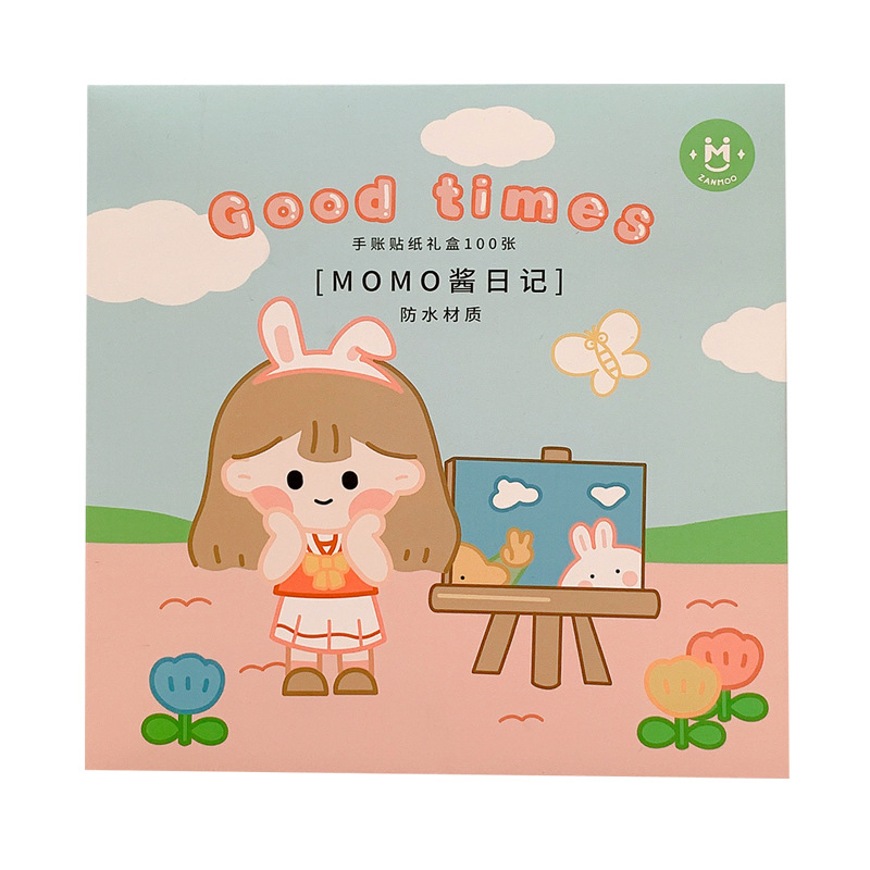 Yilan Cartoon Girl Hand Account Stickers Pet Waterproof Stickers Notebook Gift Box Girl&#039;s Hand Account Vacuum Cup Stickers 100 Pieces