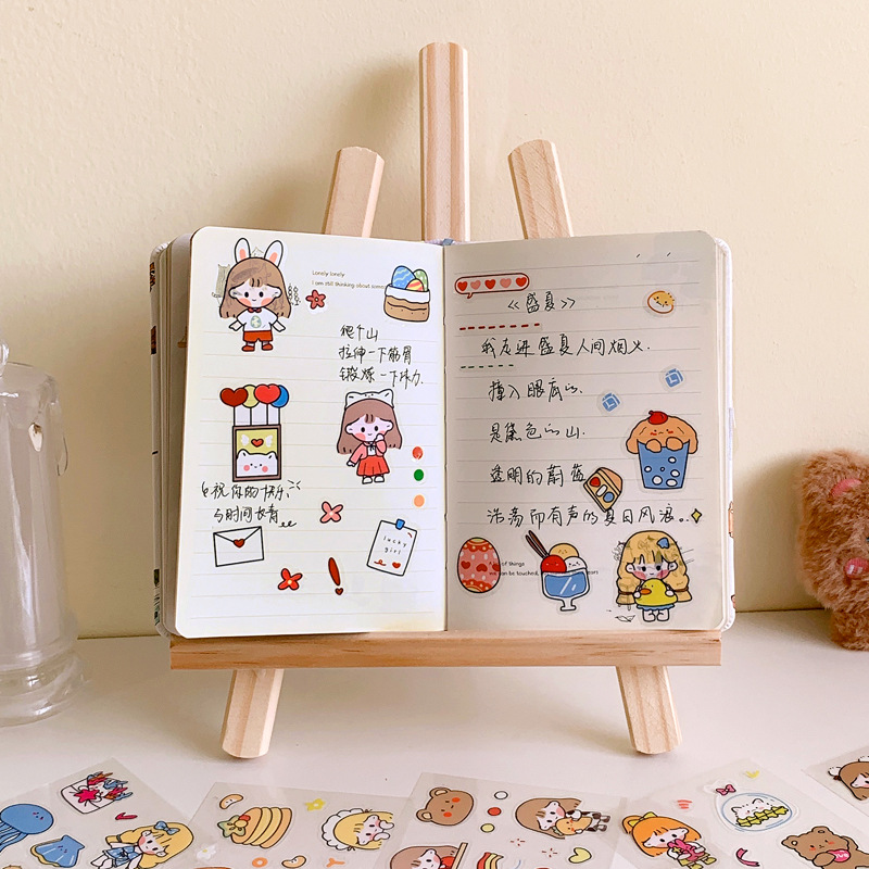 Yilan Cartoon Girl Hand Account Stickers Pet Waterproof Stickers Notebook Gift Box Girl&#039;s Hand Account Vacuum Cup Stickers 100 Pieces