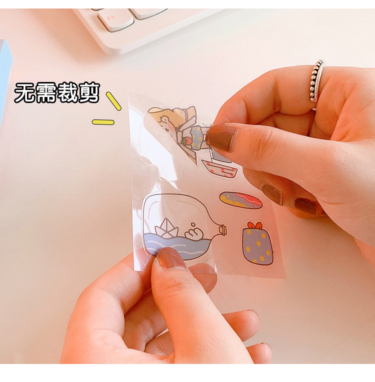 Yilan Cartoon Girl Hand Account Stickers Pet Waterproof Stickers Notebook Gift Box Girl's Hand Account Vacuum Cup Stickers 100 Pieces