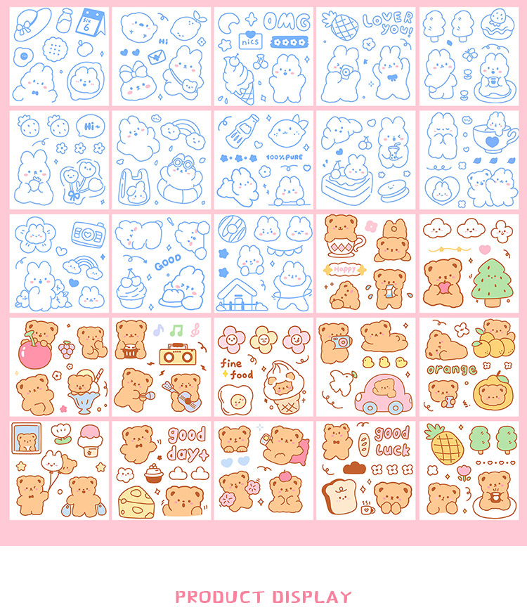 Yilan Cartoon Girl Hand Account Stickers Pet Waterproof Stickers Notebook Gift Box Girl's Hand Account Vacuum Cup Stickers 100 Pieces