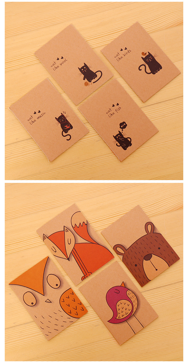 Kraft Paper Retro 64K Small Notebook Mini Pocket Notepad Blank Inner Page Notepad Student Small Gift