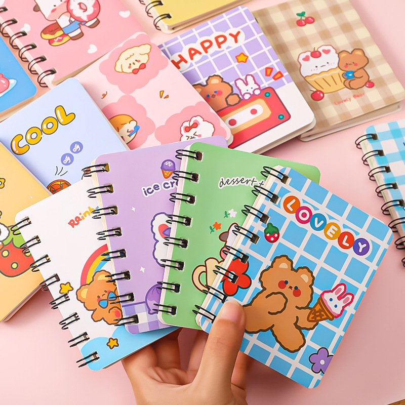 Hangsu Cartoon Bear Flip Coil Notebook Student Portable Pocket Notepad Mini Notebook A7 Small Notebook
