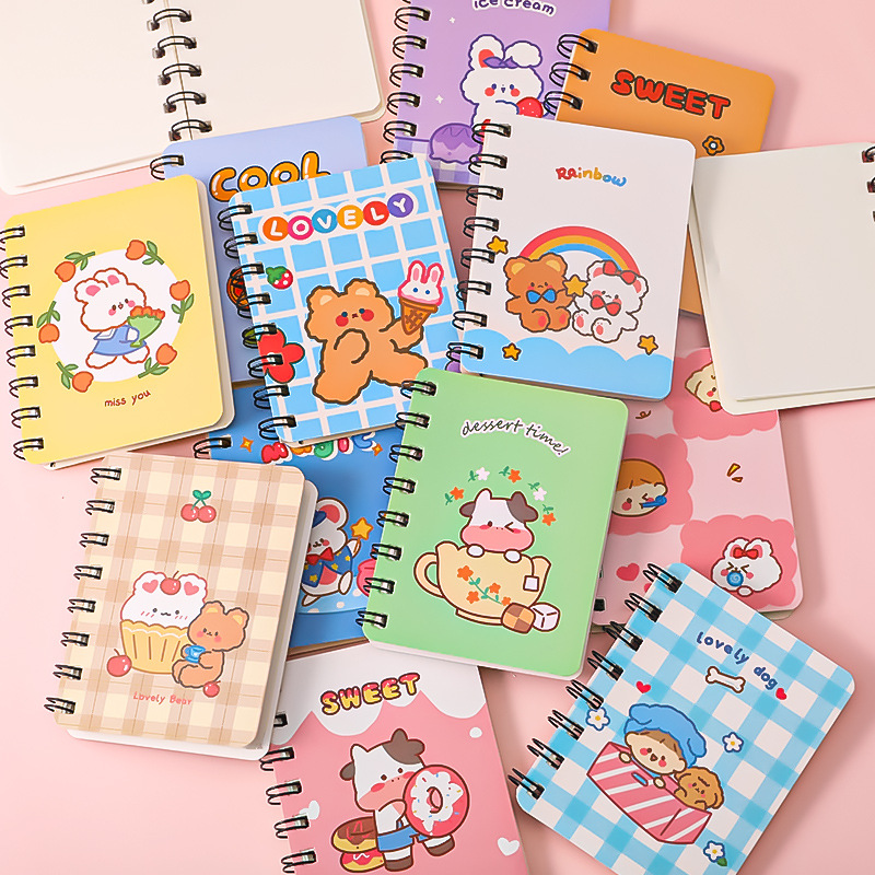 Hangsu Cartoon Bear Flip Coil Notebook Student Portable Pocket Notepad Mini Notebook A7 Small Notebook