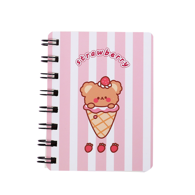Hangsu Cartoon Bear Flip Coil Notebook Student Portable Pocket Notepad Mini Notebook A7 Small Notebook