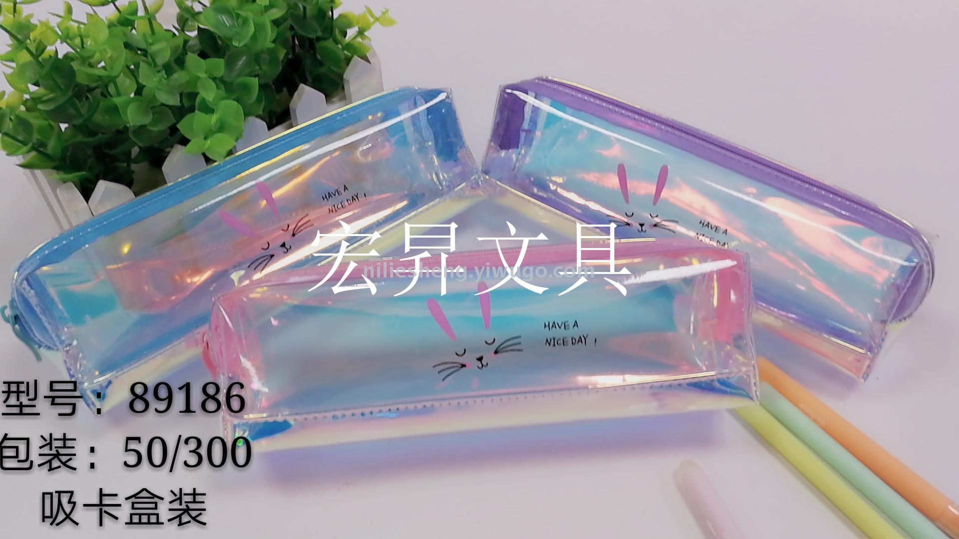 Cartoon rabbit pen bag suction card bag transparent storage bag waterproof large capacity storage box students pencil box Cartoon rabbit pen bag suction card bag transparent storage bag waterproof large capacity storage box students pencil box