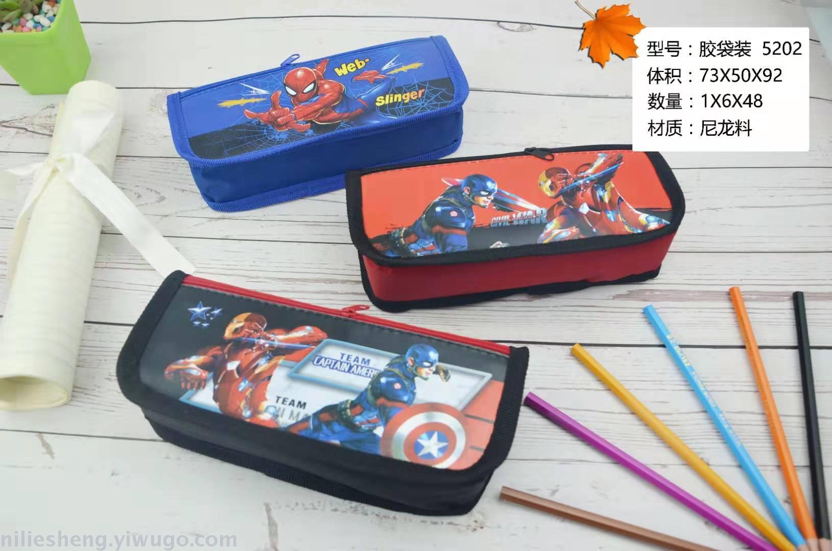 52 sports series OPP pen bag double zip waterproof high - capacity nylon cartoon new mixed color mixed picture pen box