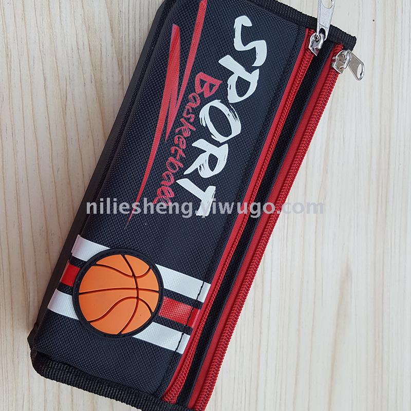 Absorbent pen bag with three zipper sports also students waterproof high - capacity nylon cartoon high quality pen box