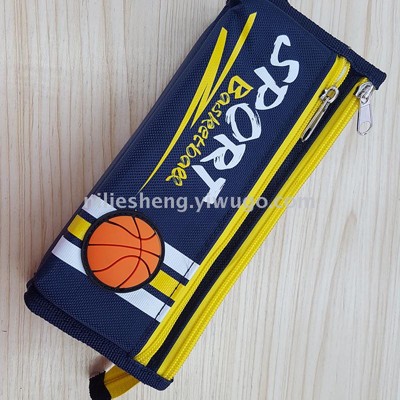 Absorbent pen bag with three zipper sports also students waterproof high - capacity nylon cartoon high quality pen box