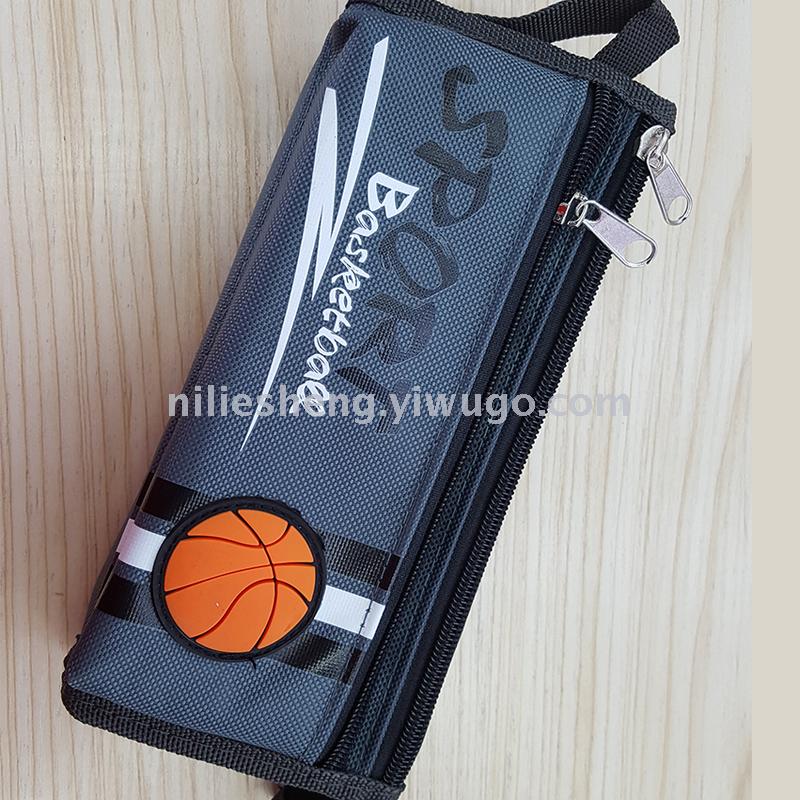 Absorbent pen bag with three zipper sports also students waterproof high - capacity nylon cartoon high quality pen box