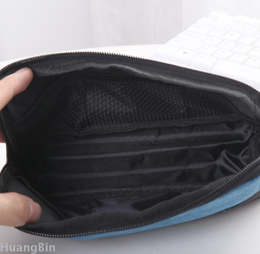 New creative zipper pen bag solid color large capacity stationery storage bag Korean version polyester customized logo