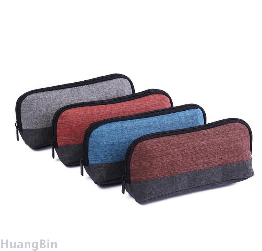 New creative zipper pen bag solid color large capacity stationery storage bag Korean version polyester customized logo