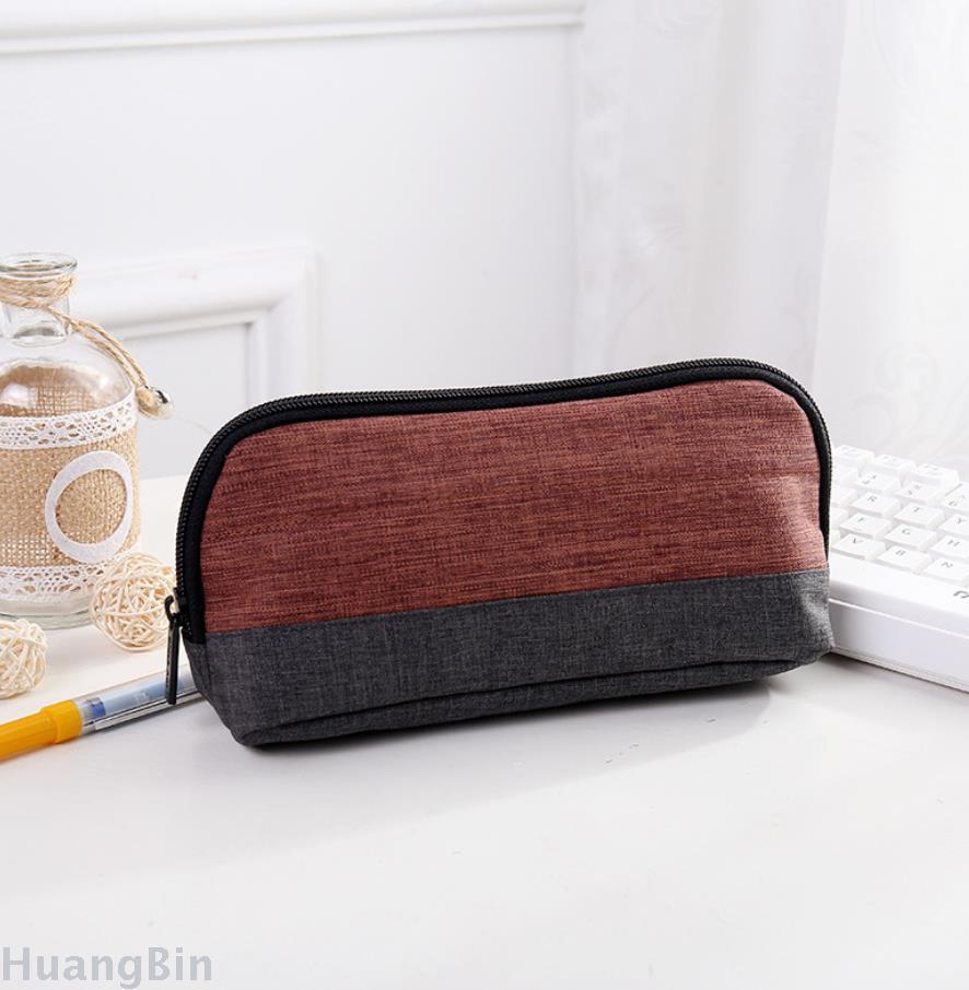 New creative zipper pen bag solid color large capacity stationery storage bag Korean version polyester customized logo