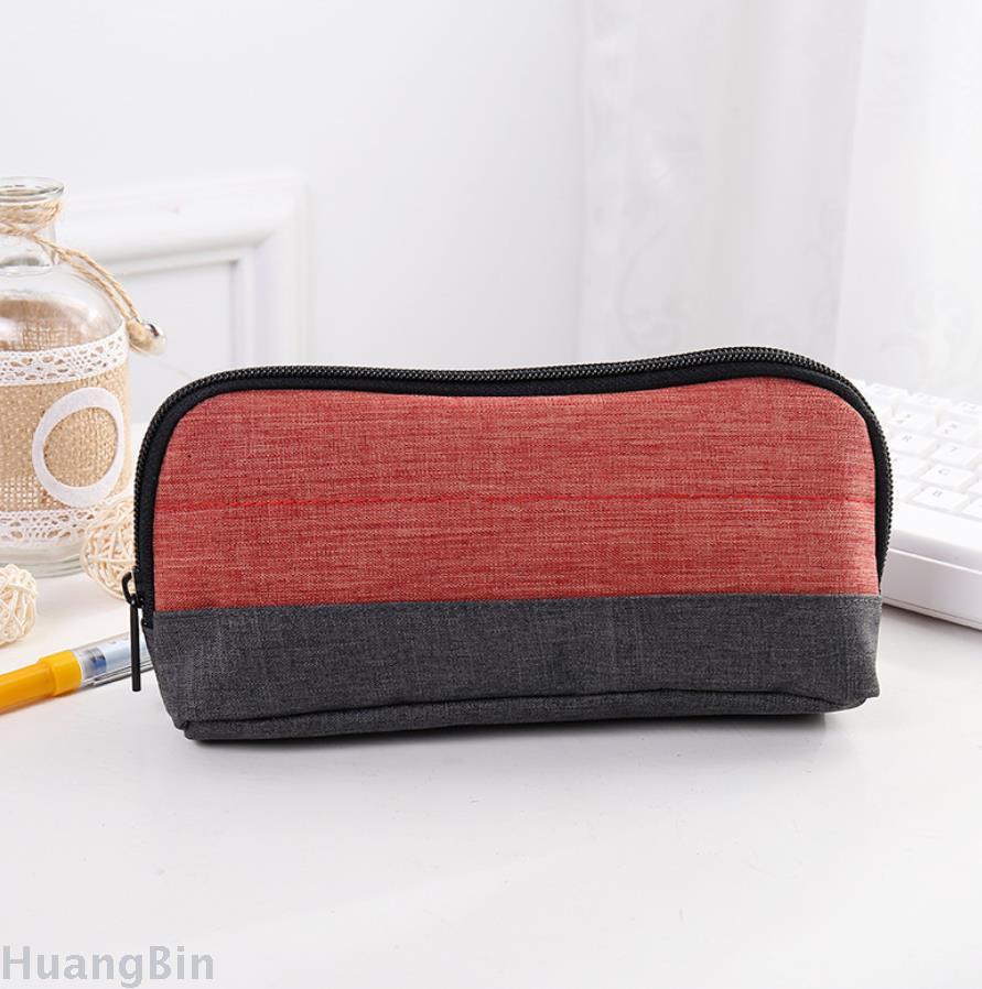 New creative zipper pen bag solid color large capacity stationery storage bag Korean version polyester customized logo