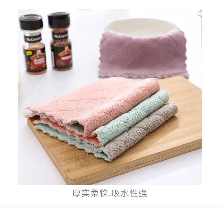 Dishcloth Kitchen Cleaning Double-Sided Two-Color Strong Absorbent Cloth Fiber Material Dish Towel 