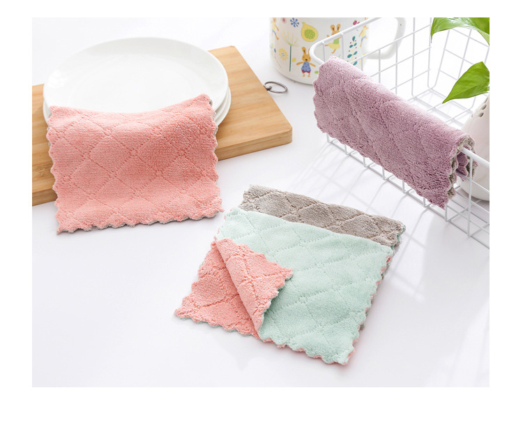 Dishcloth Kitchen Cleaning Double-Sided Two-Color Strong Absorbent Cloth Fiber Material Dish Towel 