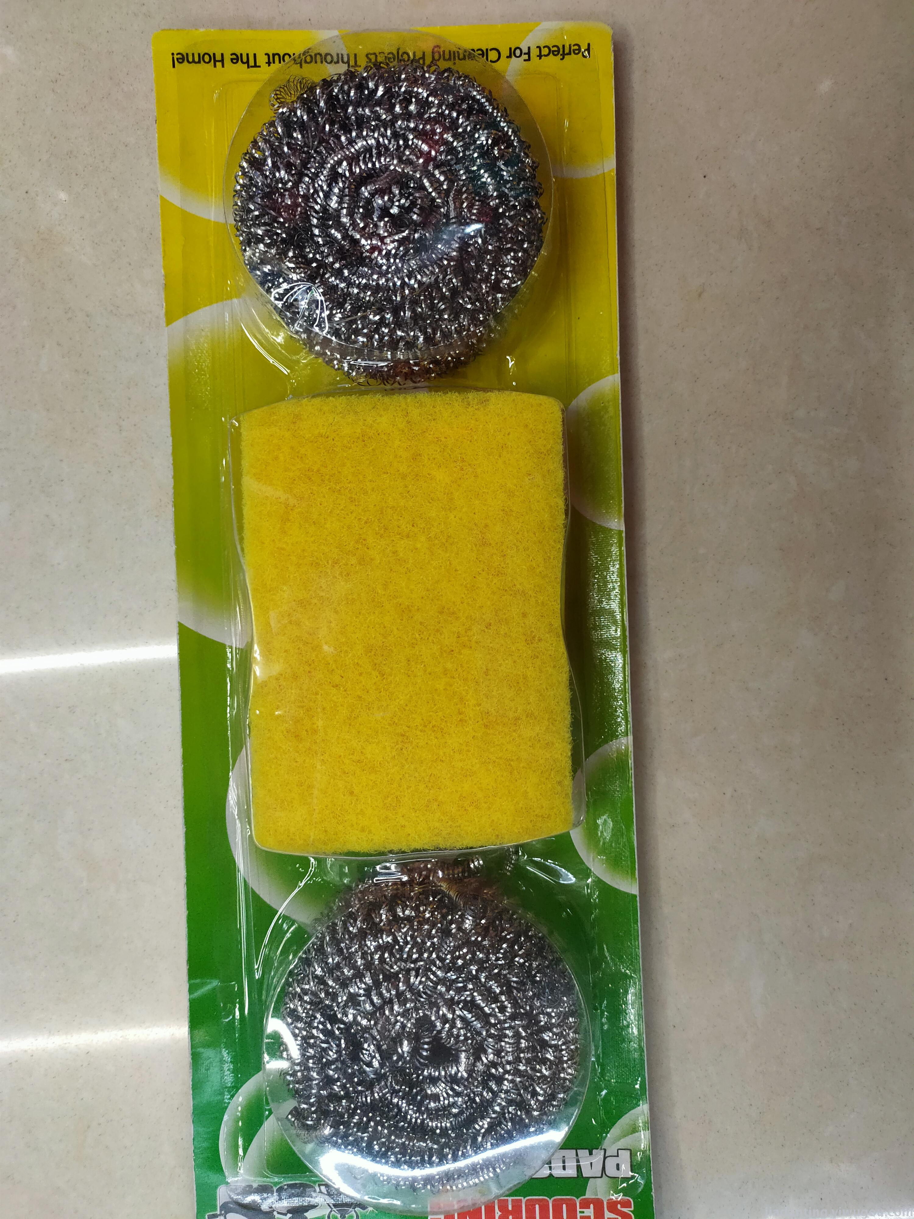 Stainless steel cleaning ball dishwashing sponge set cleaning wire ball dishwashing towel kitchen supplies