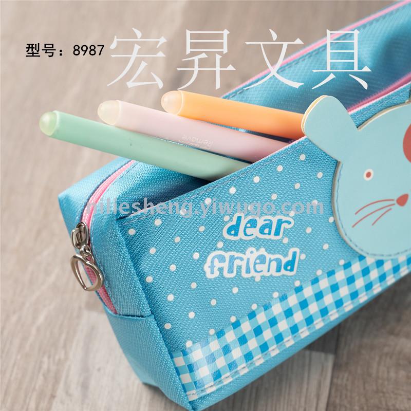 Han version rabbit cartoon pen bag double waterproof large capacity storage bag pencil bag storage box writing box suction card pack Han version rabbit cartoon pen bag double waterproof large capacity storage bag pencil bag storage box writing box suction card pack