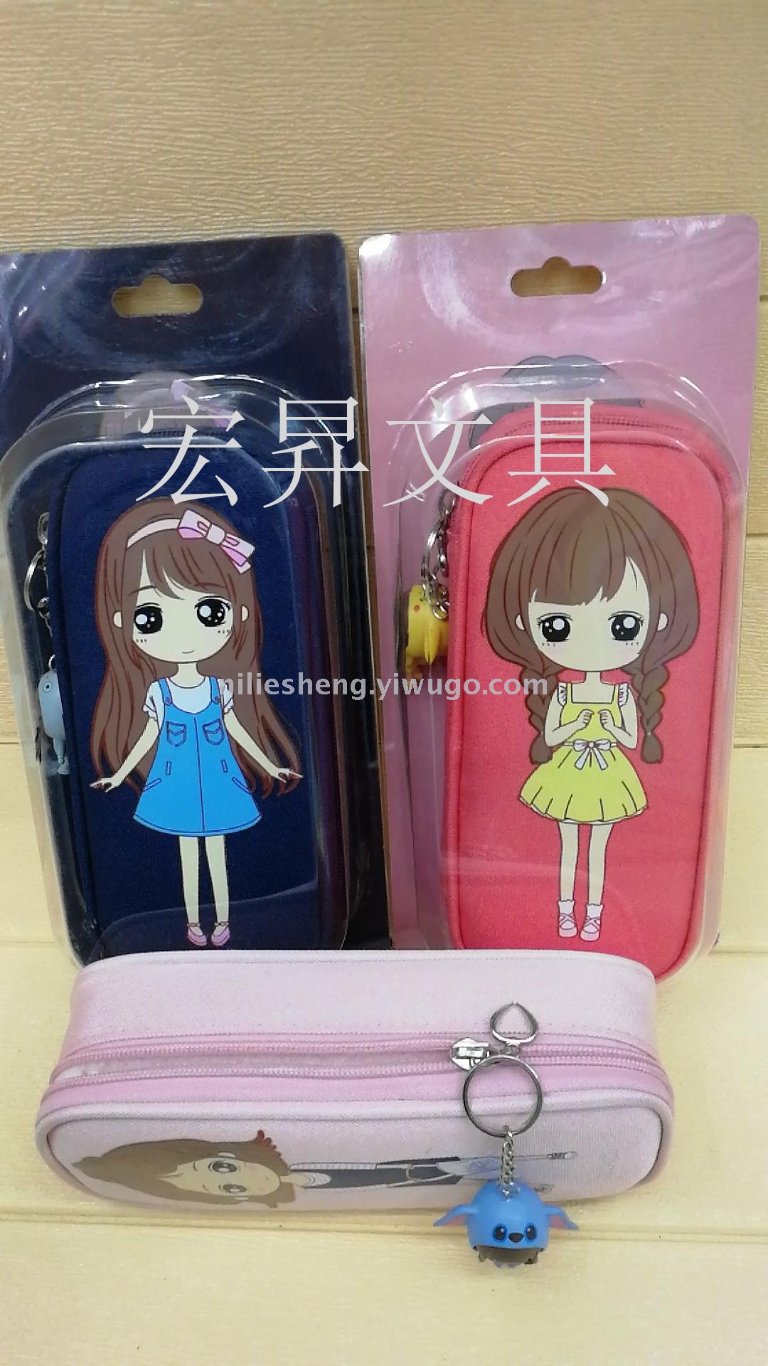 Korean version of the Cartoon Girl Pen Bag Hanging Pencil Double Storage bag Storage Box Large Capacity Writing Case Korean version of the Cartoon Girl Pen Bag Hanging Pencil Double Storage bag Storage Box Large Capacity Writing Case
