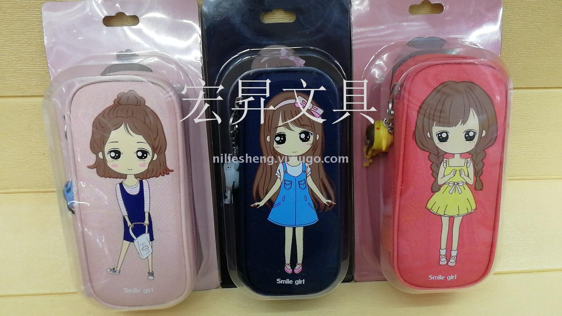 Korean version of the Cartoon Girl Pen Bag Hanging Pencil Double Storage bag Storage Box Large Capacity Writing Case Korean version of the Cartoon Girl Pen Bag Hanging Pencil Double Storage bag Storage Box Large Capacity Writing Case