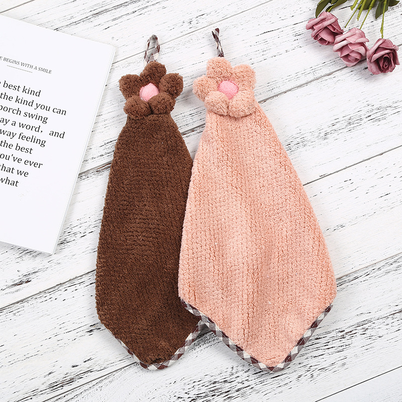 Hanging Hand Towel Coral Fleece Absorbent Flower Kitchen Bathroom Cleaning Towel Lint-Free SUNFLOWER Towel