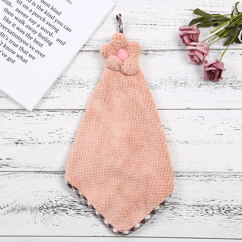Hanging Hand Towel Coral Fleece Absorbent Flower Kitchen Bathroom Cleaning Towel Lint-Free SUNFLOWER Towel