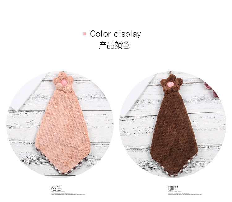 Hanging Hand Towel Coral Fleece Absorbent Flower Kitchen Bathroom Cleaning Towel Lint-Free SUNFLOWER Towel