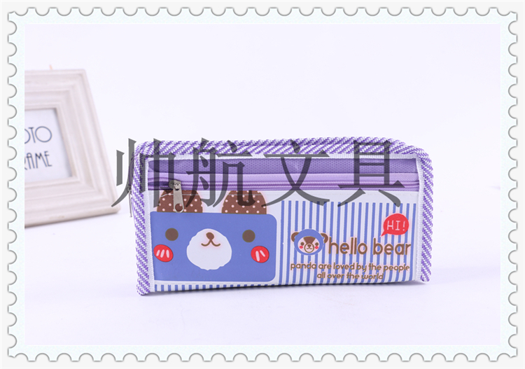 Stripe design adornment cartoon fashion wind stationery pen bag bag of primary and middle school students