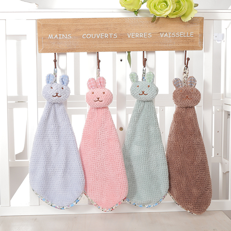 Pineapple check rabbit towel towel coral plush cartoon kitchen towel towel manufacturers wholesale