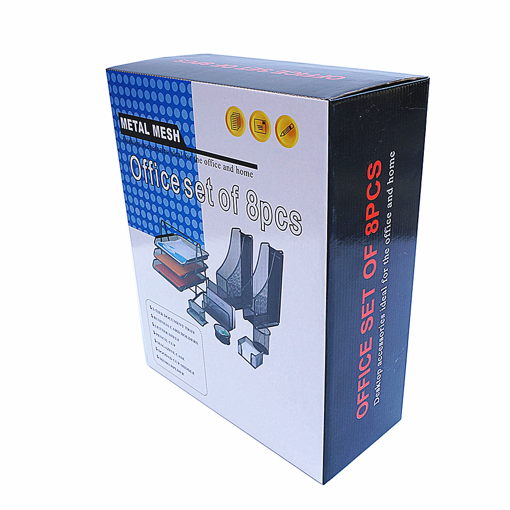 Metal office supplies desktop storage set desktop documents stationery storage set 8 pieces