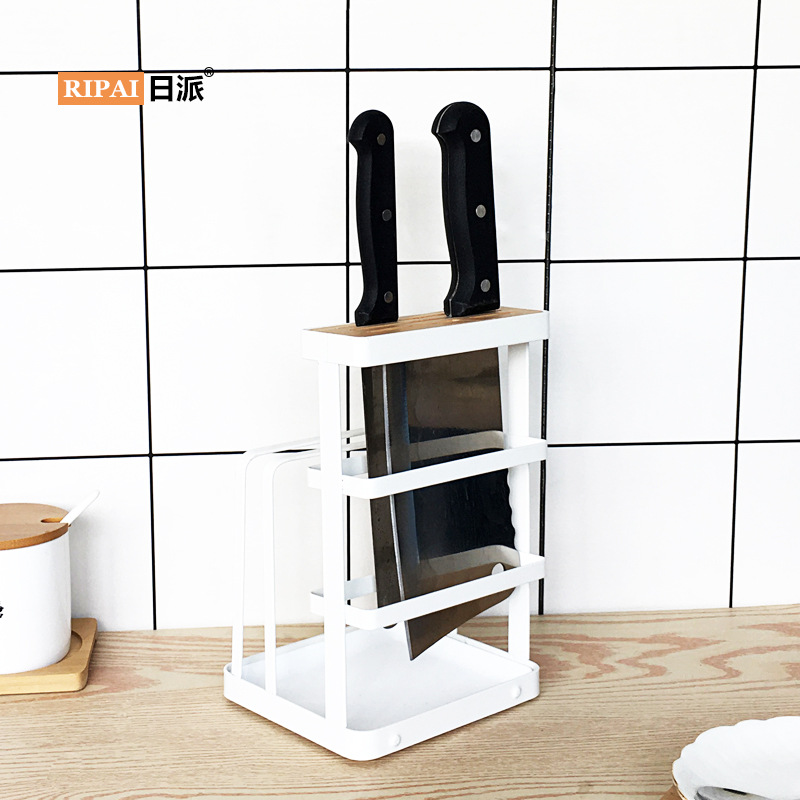 Ri Pai Kitchen Supplies Iron Multi-Purpose Knife Holder Knife Holder Chopping Board Pot Cover Holder Knife Kitchen Knife Storage Shelf