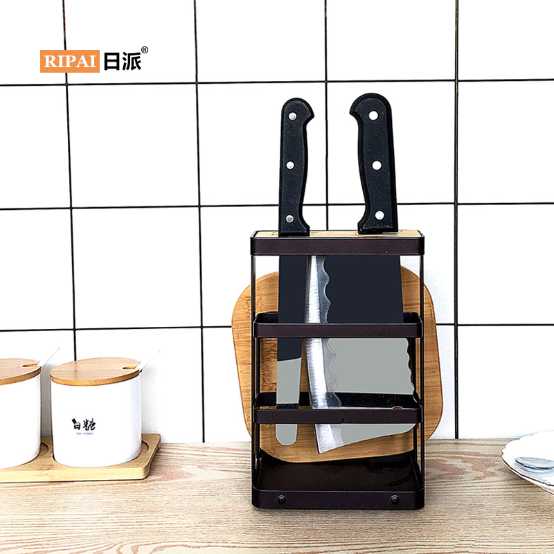 Ri Pai Kitchen Supplies Iron Multi-Purpose Knife Holder Knife Holder Chopping Board Pot Cover Holder Knife Kitchen Knife Storage Shelf