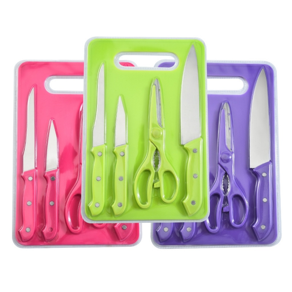 Knife Set with Chopping Board Stainless Steel Chef Knife Household Kitchen Scissors Multi-Functional Fruit Knife Five-Piece Set Knife Set with Chopping Board Stainless Steel Chef Knife Household Kitchen Scissors Multi-Functional Fruit Knife Five-Piece Set