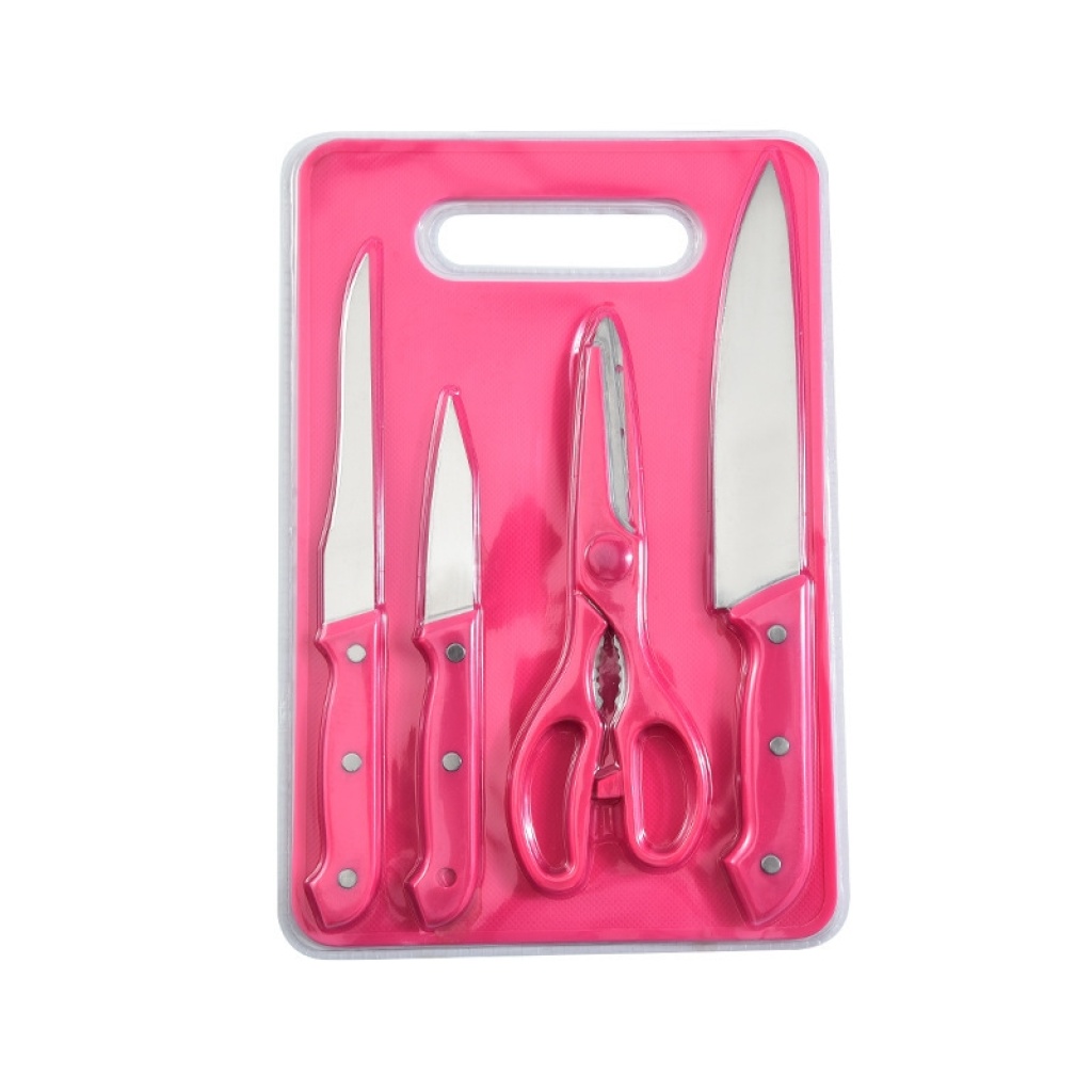 Knife Set with Chopping Board Stainless Steel Chef Knife Household Kitchen Scissors Multi-Functional Fruit Knife Five-Piece Set Knife Set with Chopping Board Stainless Steel Chef Knife Household Kitchen Scissors Multi-Functional Fruit Knife Five-Piece Set
