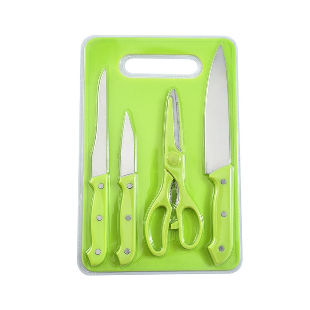 Knife Set with Chopping Board Stainless Steel Chef Knife Household Kitchen Scissors Multi-Functional Fruit Knife Five-Piece Set Knife Set with Chopping Board Stainless Steel Chef Knife Household Kitchen Scissors Multi-Functional Fruit Knife Five-Piece Set