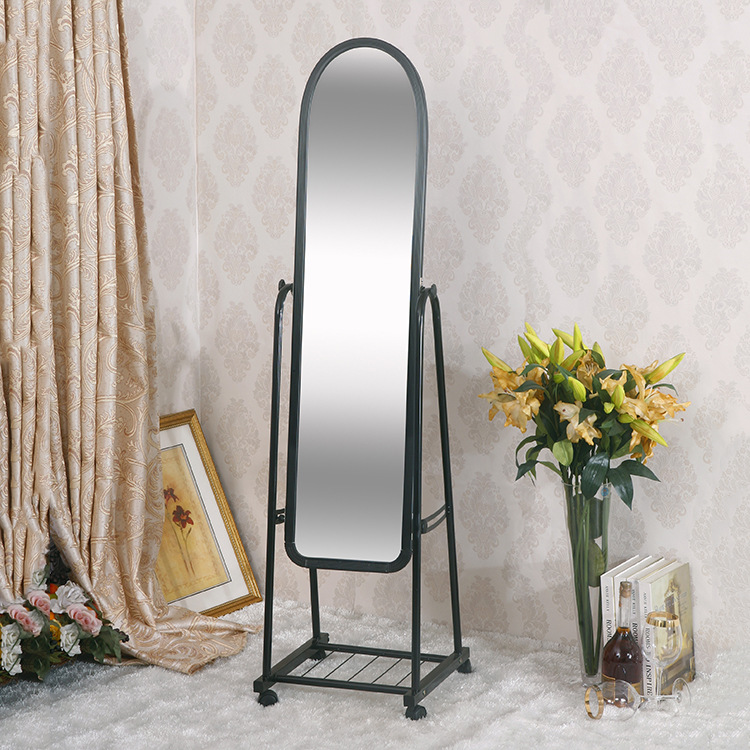 Full-Length Mirror Floor Mirror Simple Metal Mobile Clothing Store Full-Length Mirror Dressing Mirror Coat and Cap Wholesale Factory Direct Sales