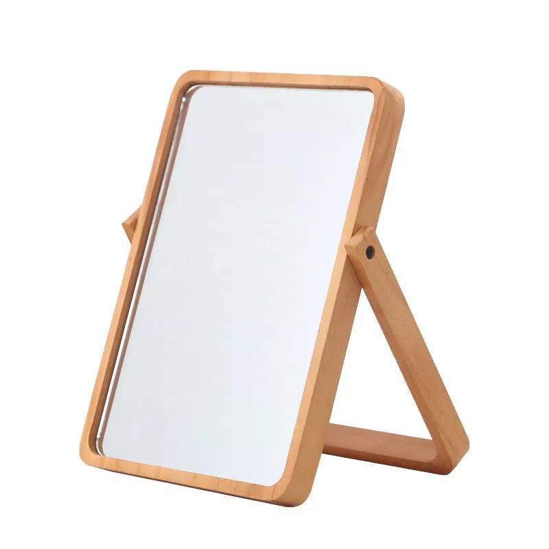 Creative Wooden High Clearness Makeup Mirror Folding Mirror Desktop Beauty Dressing Mirror Book Desktop Large Princess Mirror
