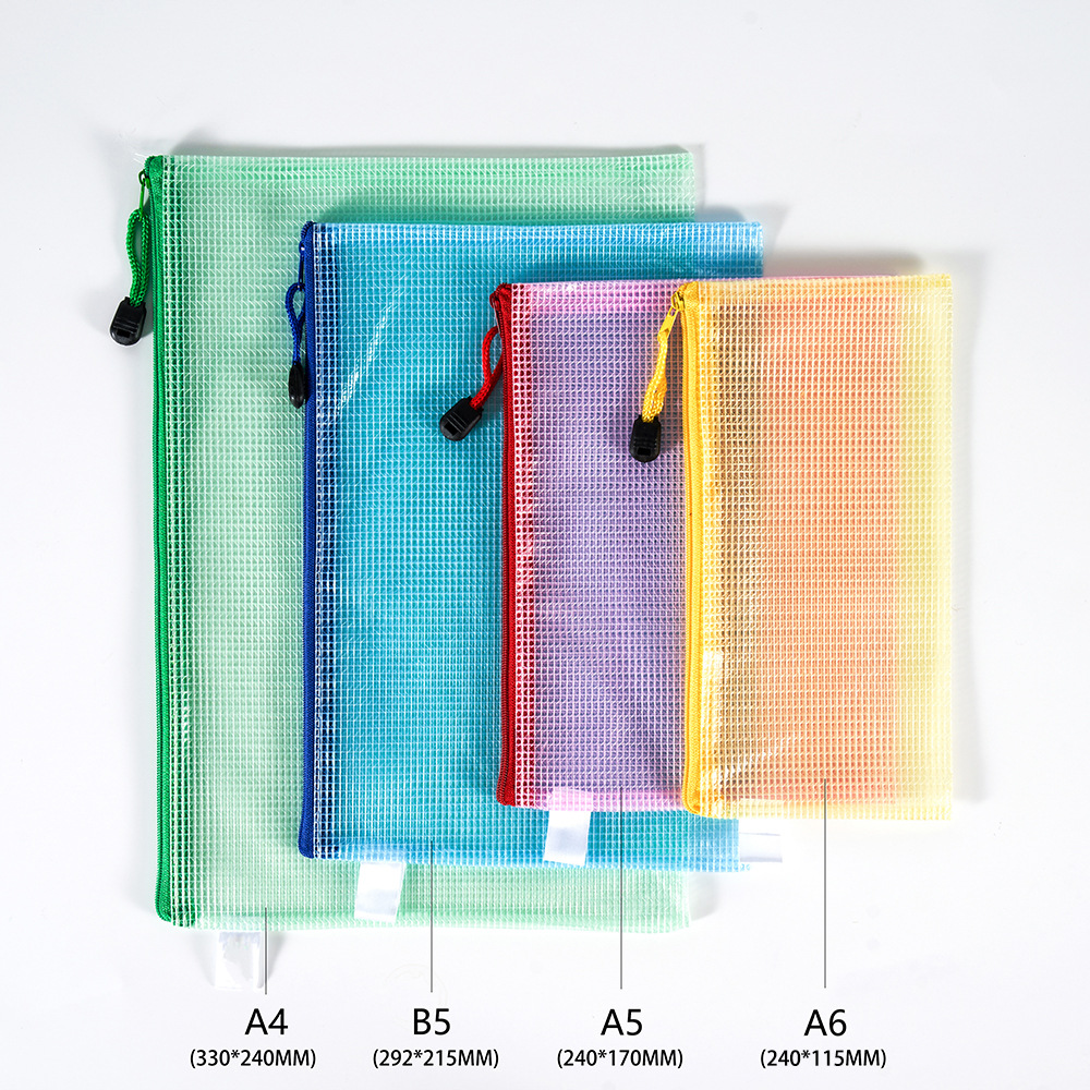 Office Supplies Mesh Zipper Bag File Bag Transparent Hand Information Bag Student Stationery A4b5a5a6