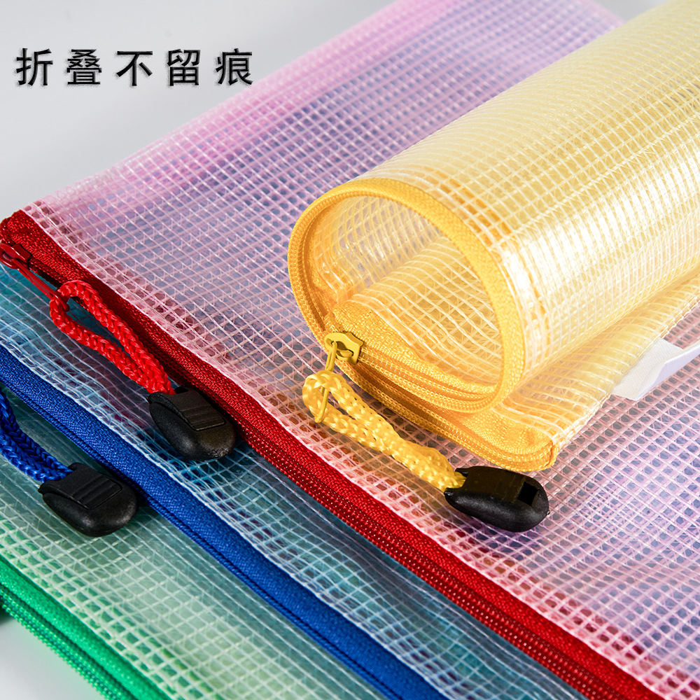 Office Supplies Mesh Zipper Bag File Bag Transparent Hand Information Bag Student Stationery A4b5a5a6