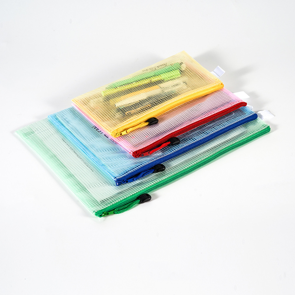 Office Supplies Mesh Zipper Bag File Bag Transparent Hand Information Bag Student Stationery A4b5a5a6