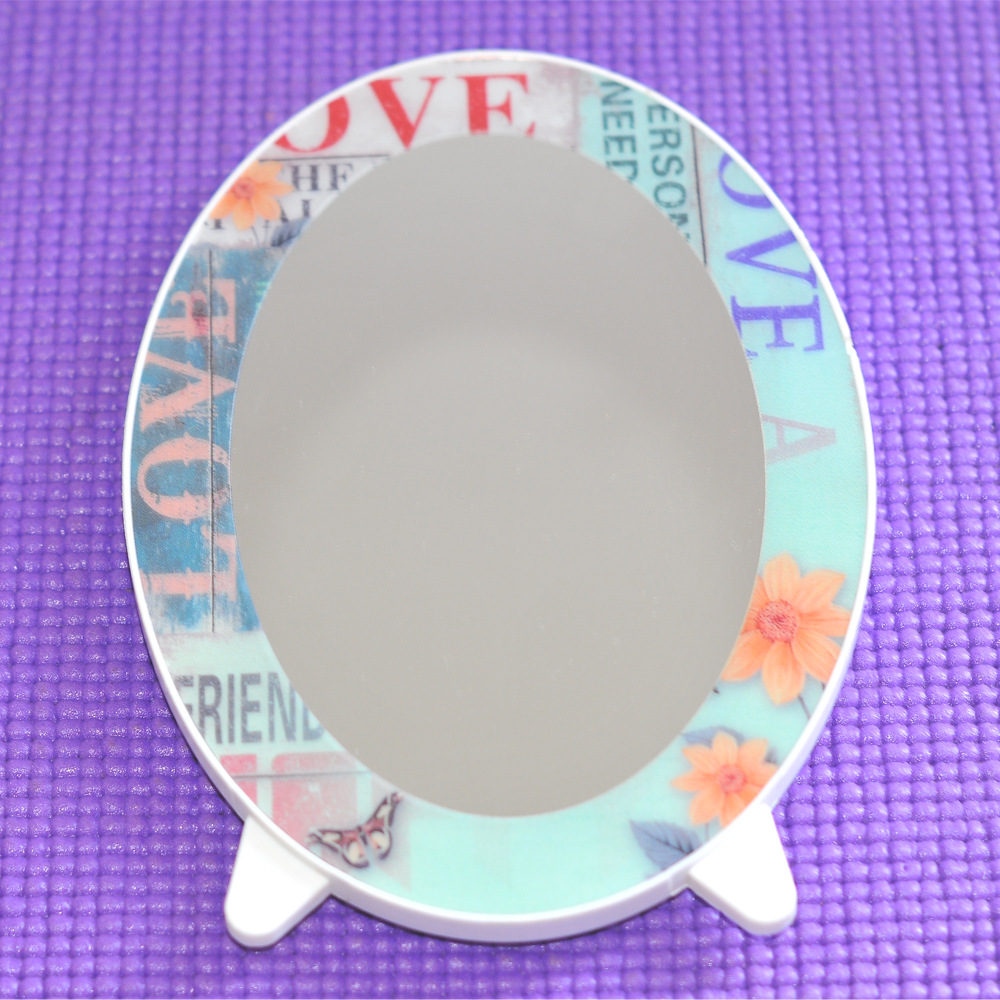 Simple plain color square mirror desktop single princess dressing mirror folding portable
