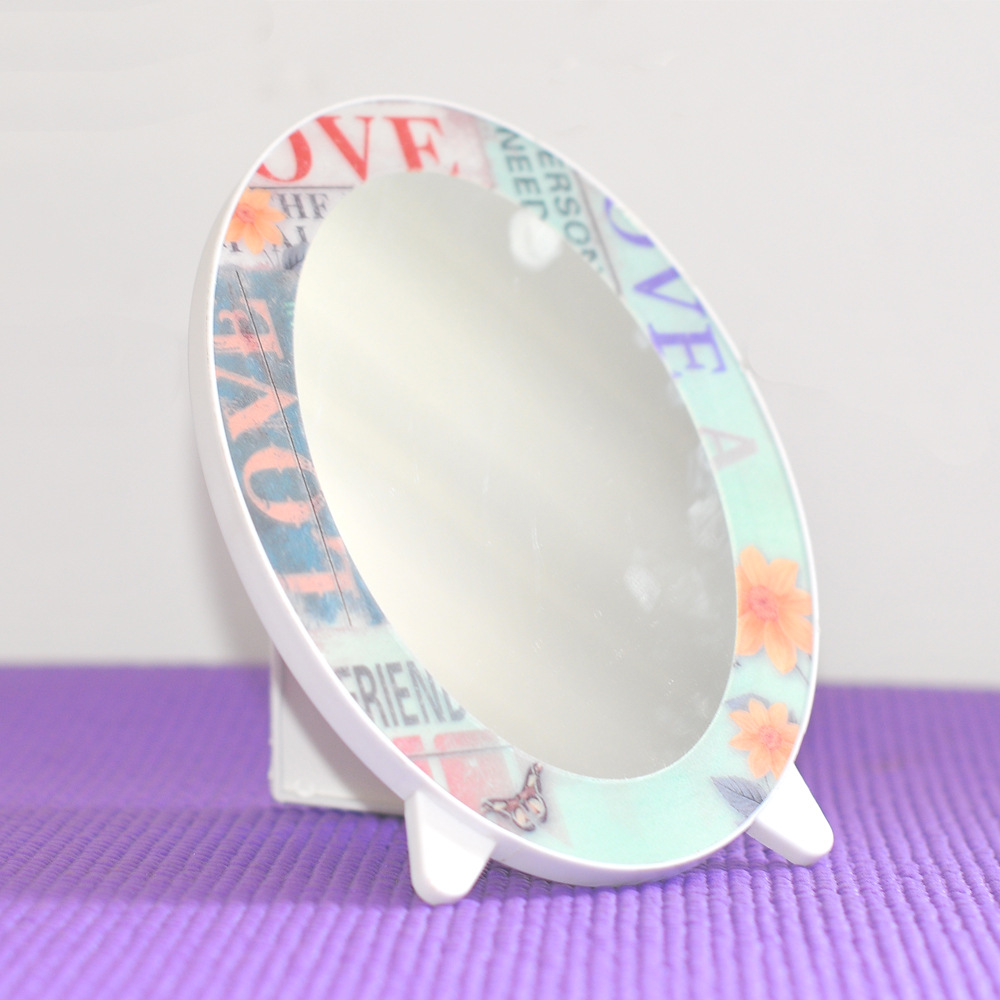 Simple plain color square mirror desktop single princess dressing mirror folding portable