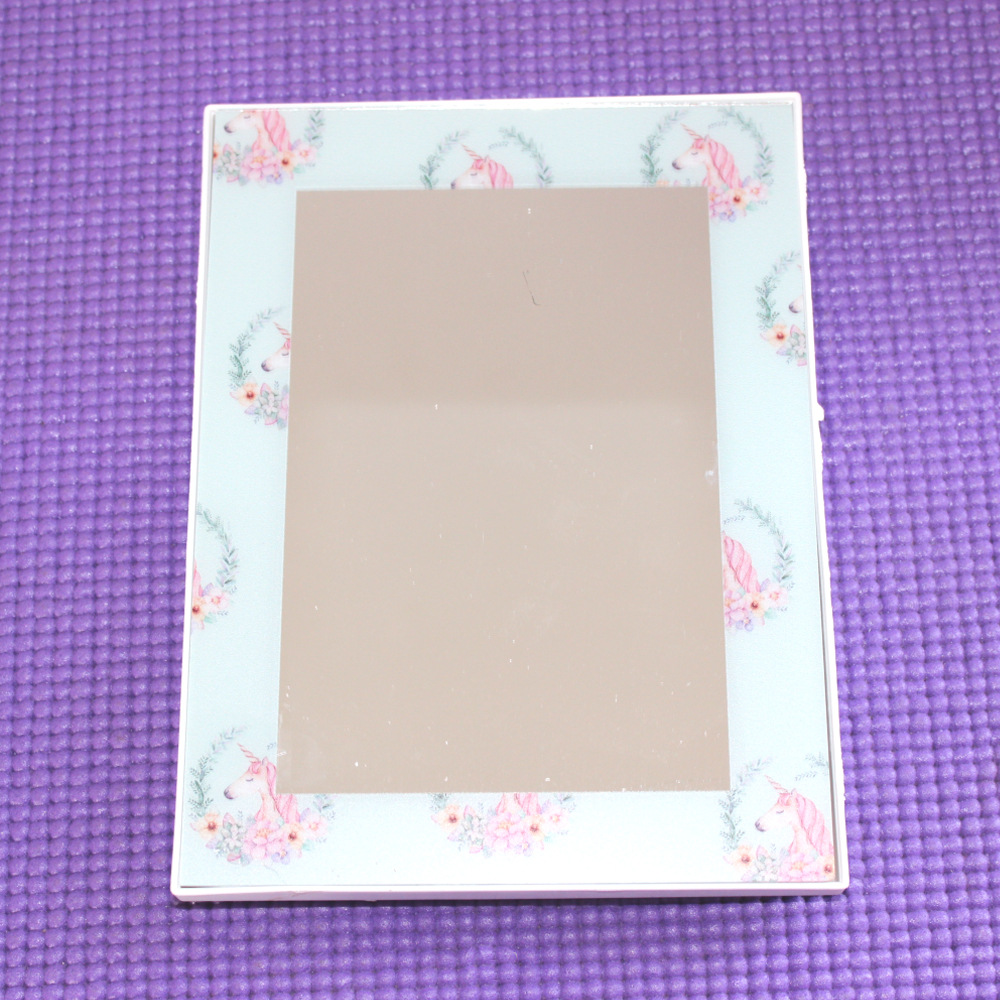 Simple plain color square mirror desktop single princess dressing mirror folding portable