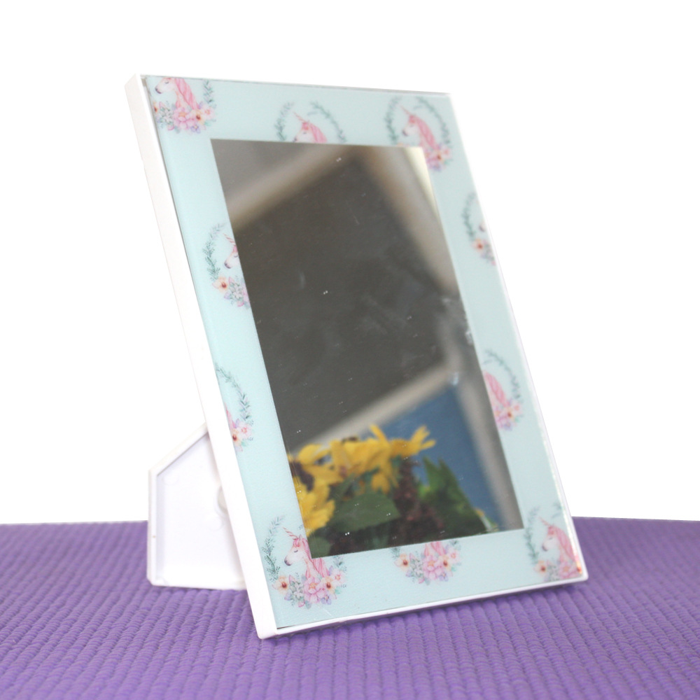 Simple plain color square mirror desktop single princess dressing mirror folding portable
