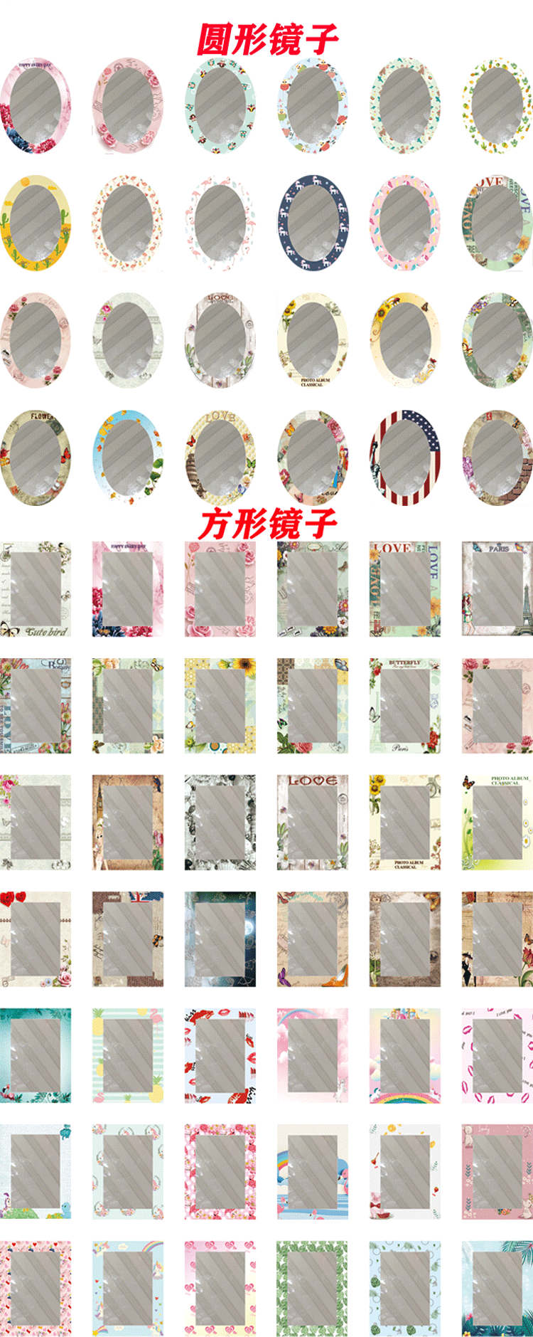 Simple plain color square mirror desktop single princess dressing mirror folding portable Simple plain color square mirror desktop single princess dressing mirror folding portable