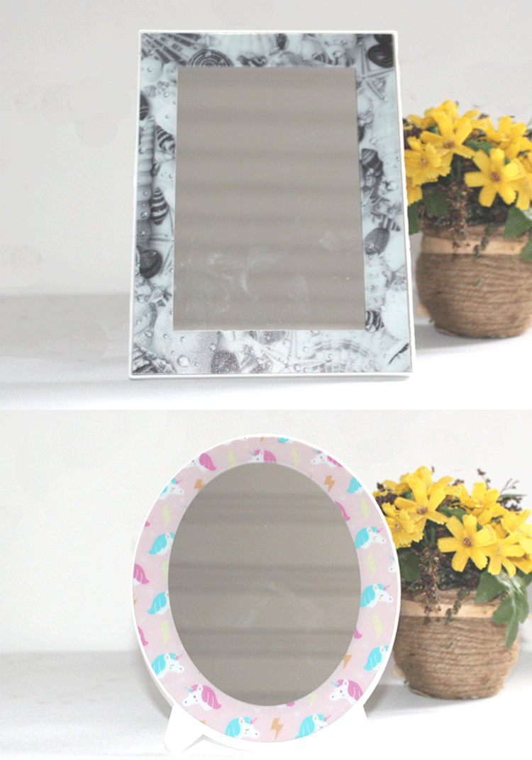 Simple plain color square mirror desktop single princess dressing mirror folding portable Simple plain color square mirror desktop single princess dressing mirror folding portable