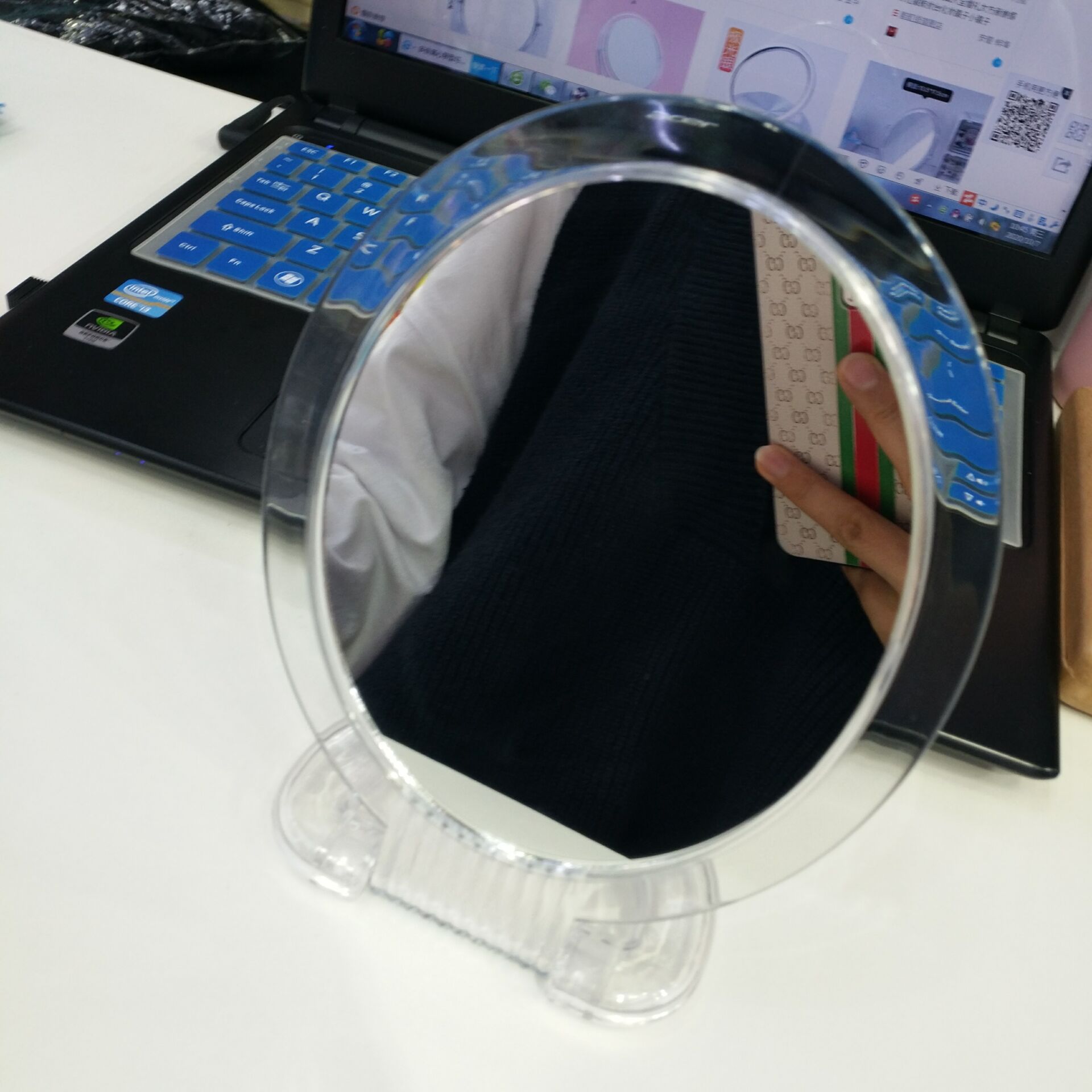 Oval Dressing Mirror Desktop Double Mirror Magnifying Glass PS