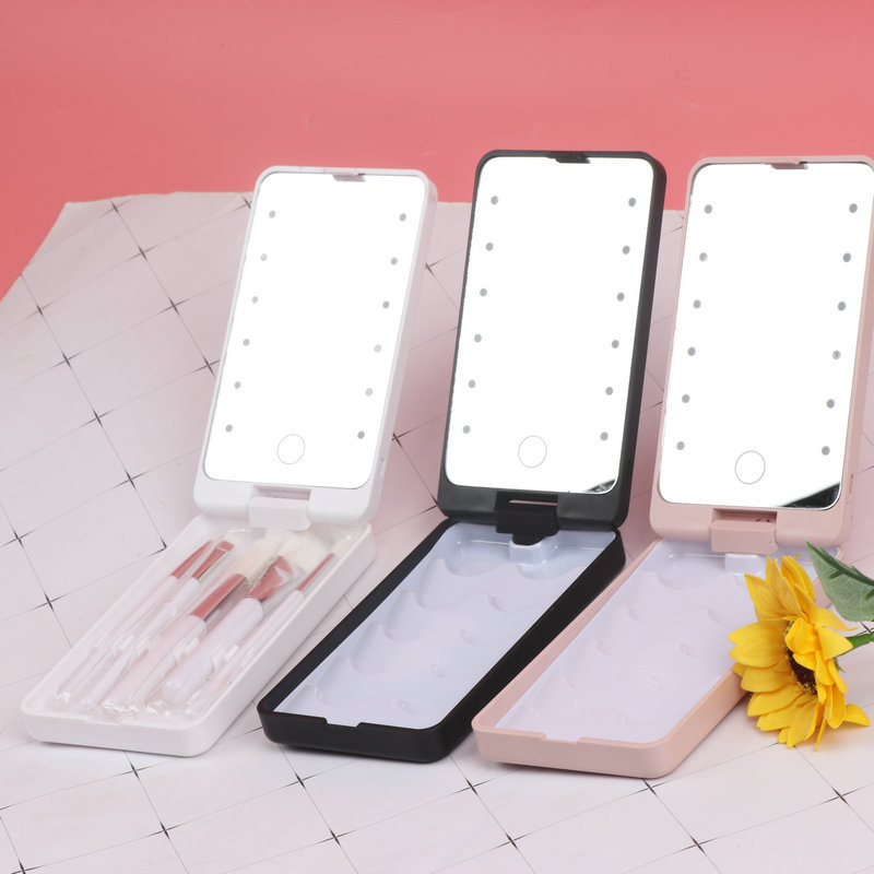 Foldable Rotating Storage Led Storage Makeup Mirror Dormitory Beauty Dressing Mirror Fill Light Storage Travel Makeup Mirror
