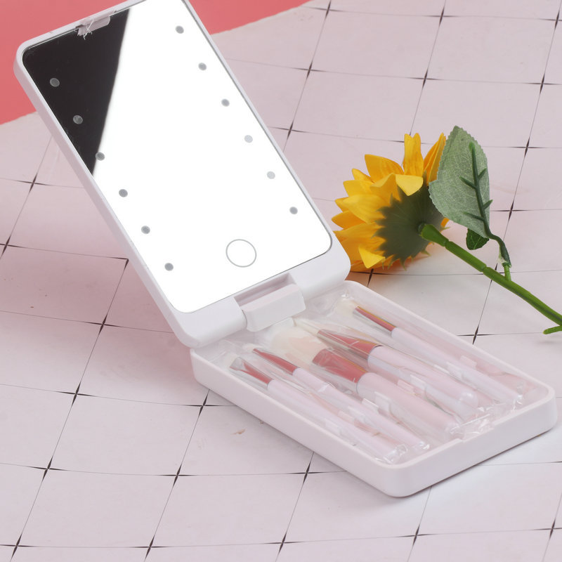 Foldable Rotating Storage Led Storage Makeup Mirror Dormitory Beauty Dressing Mirror Fill Light Storage Travel Makeup Mirror